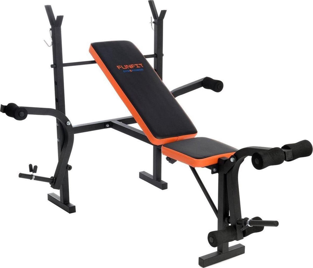 Halterbank - Sportbank - Fitnessbank - multifunctioneel - volledig instelbaar – zwart met rood Opklapbaar