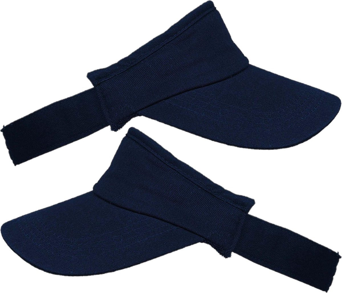 4x stuks navy blauwe zonneklep voor volwassenen - Katoenen verstelbare navy blauwe zonnekleppen