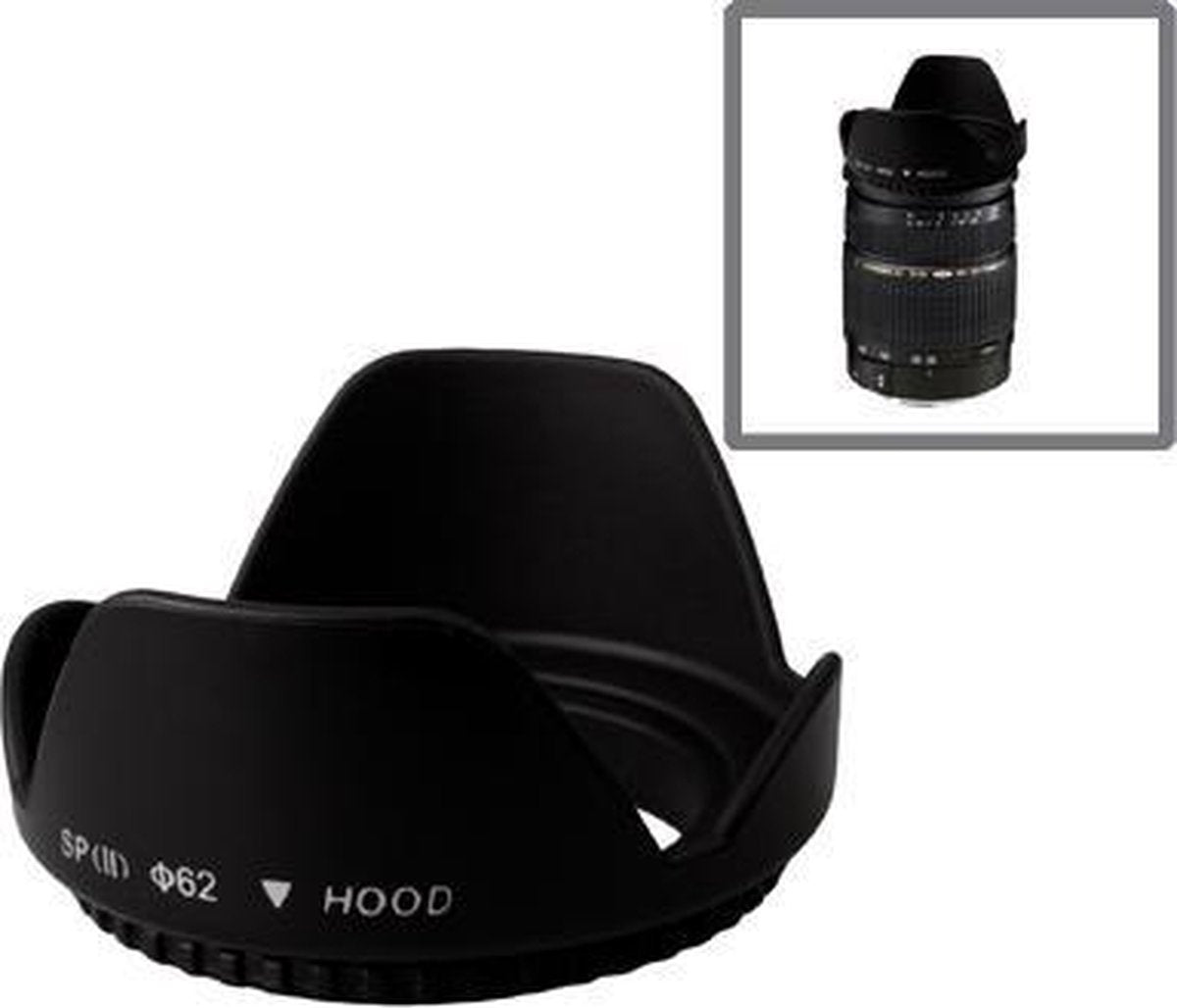 62 mm zonnekap voor camera's (schroefbevestiging) (zwart)
