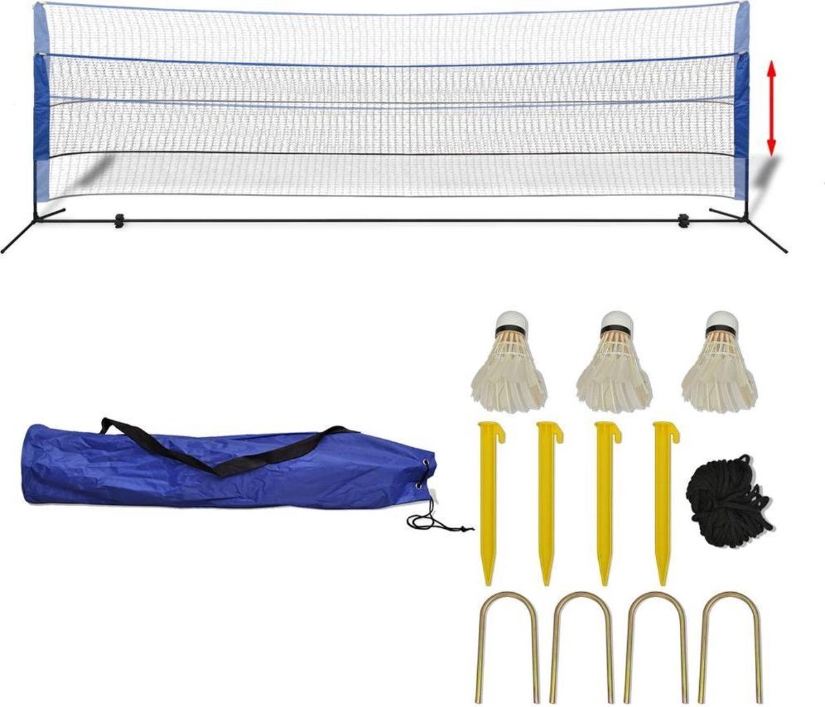 Badminton net met shuttles 500x155 cm - Badminton net - Badmintonset - Volleybal net