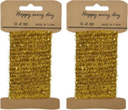 2x stuks goud lametta lint ijzerdraad op rol 200 cm - Hobby ijzerdraad goud - Kerstartikelen