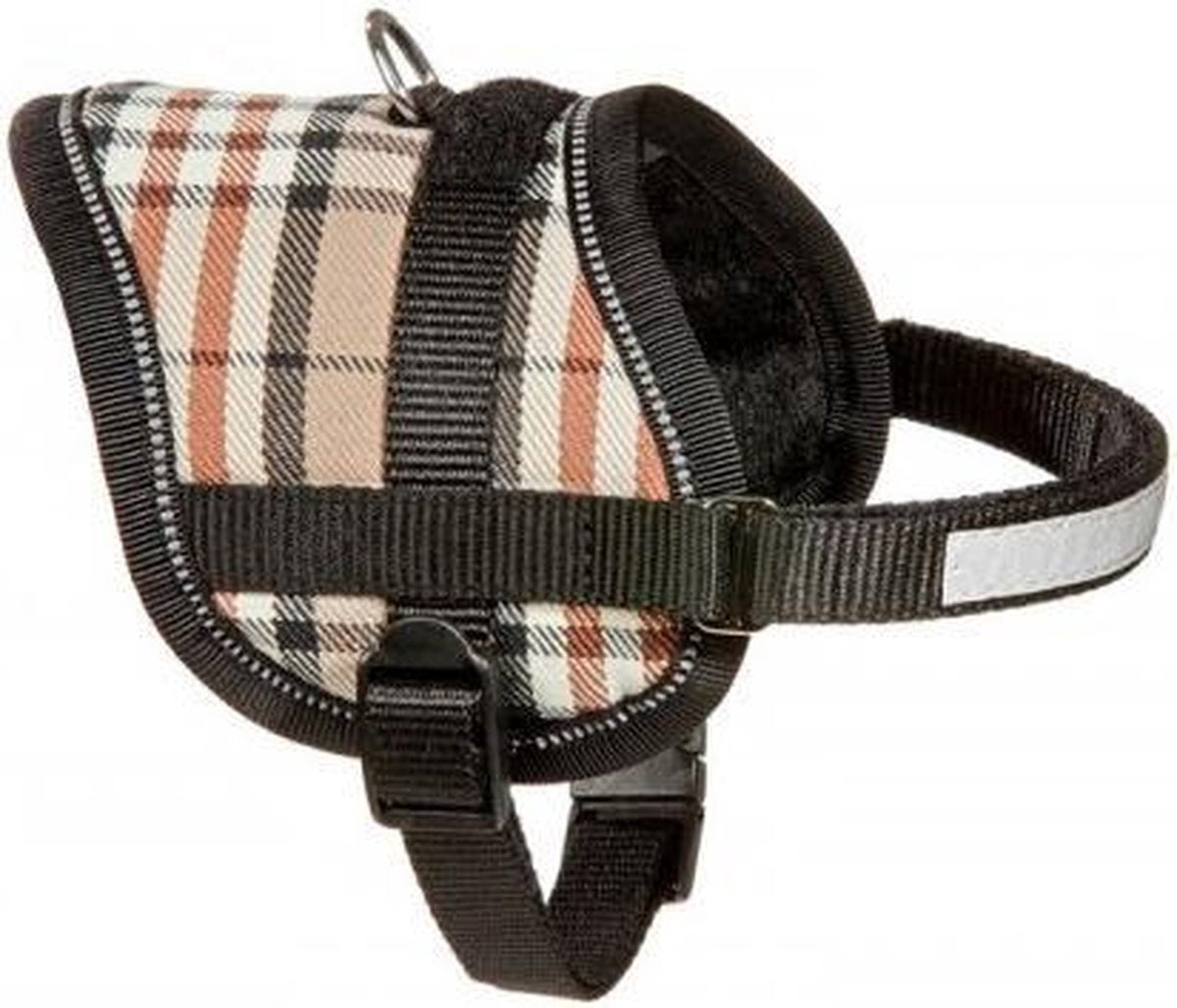 Teeny weeny mini beige geruit hondentuig 31-40cm