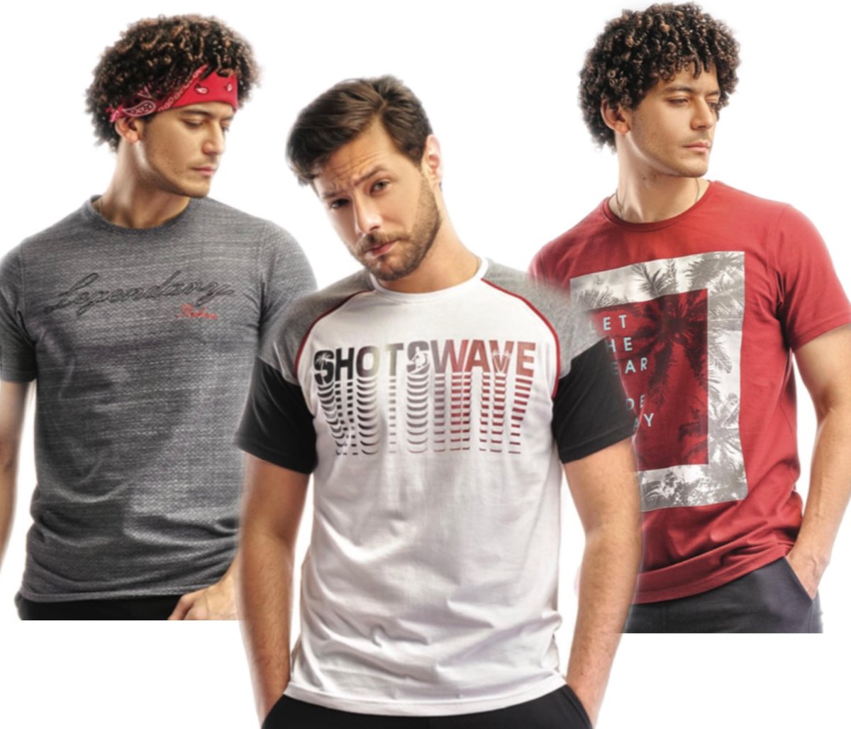 Embrator 3-stuks mannen T-shirt mix9 wit/rood/zwart maat XL