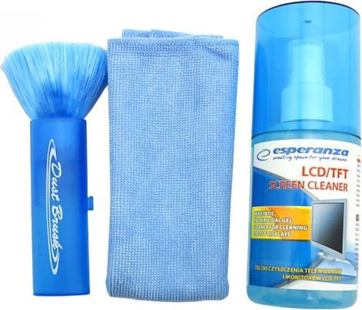 Esperanza LED / LCD / TFT Cleaning Set Reinigingsset | Reinigingsgel 200ml + Microvezeldoek + Antistatische Borstel | Geschikt voor Notebooks