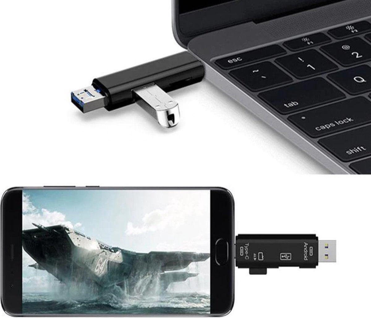 SUPER Card Reader 5 in 1. TF en USB lezer USB 3