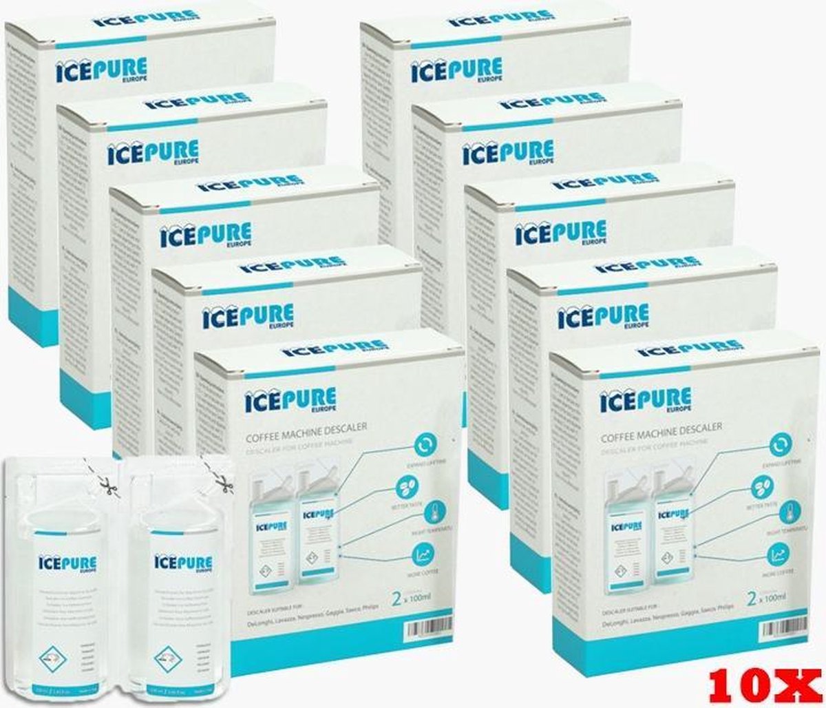 10X Delonghi DLSC200 / DLSC003 / 5513296011 van Icepure De'Longhi EcoDecalk - Mini Ontkalker - 20x 100ML