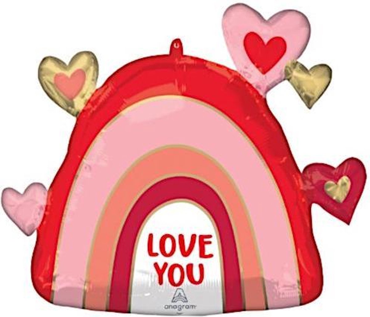 Anagram Folieballon Love Rainbow 66 X 58 Cm Roze/rood/goud