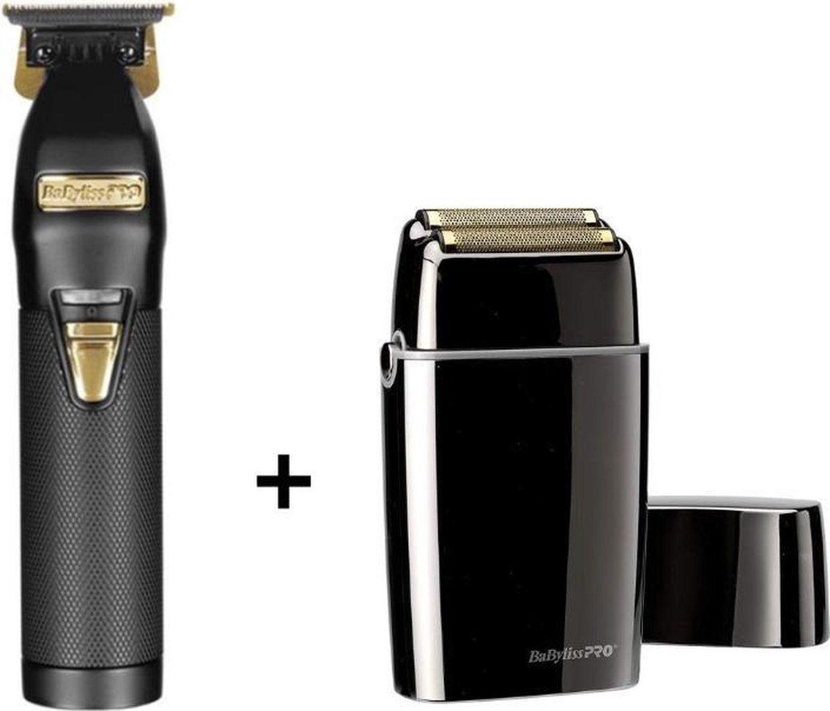 BaByliss Pro Skeleton trimmer Black & Gold + Babyliss Pro FoilFX02 Shaver Black
