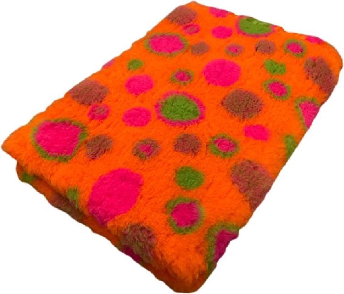 2 Stuks - Vetbed - Dierenmat - Dierenkleed - Hondenkleed -  Circles Oranje Groen Fuchsia - latex anti-slip 75 x 50 cm - Machine wasbaar