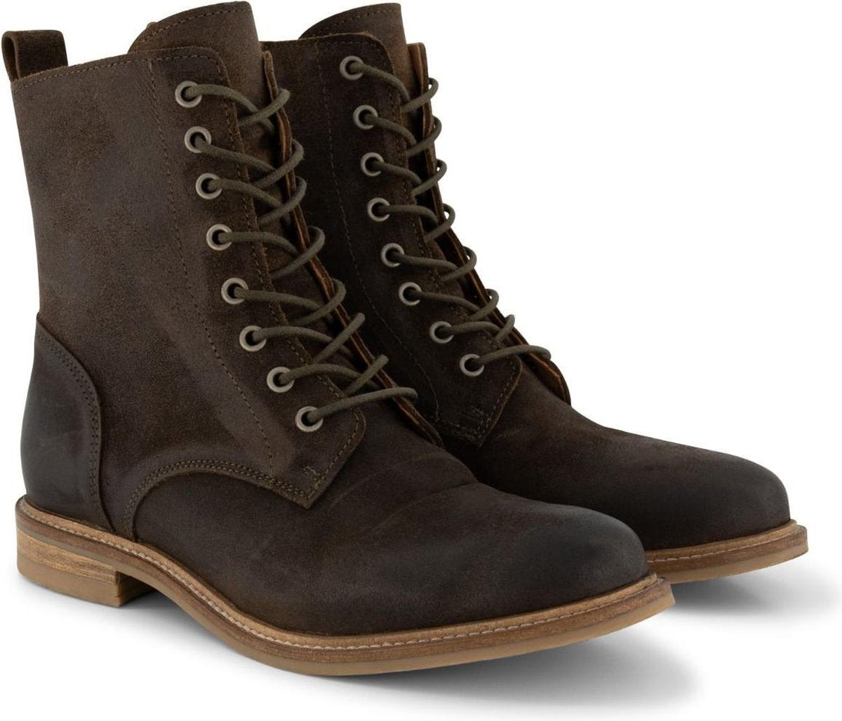 Travelin' Versailles Suede - Dames enkellaarsjes - Hoge veterschoenen - Groen leer - Maat 37