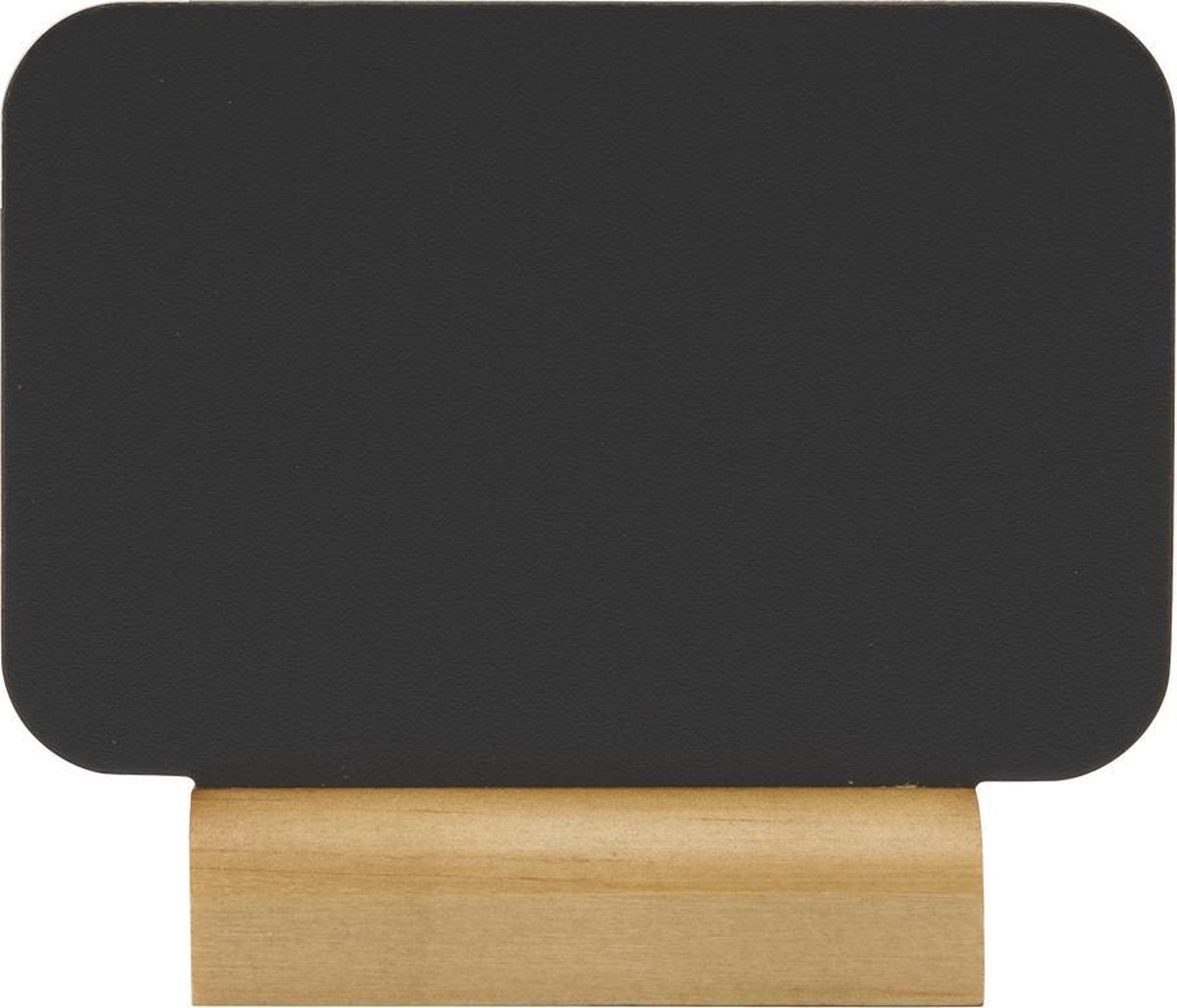 Set van 4 mini tafelkrijtbordjes met houten voet - vierkant - Incl. 1 krijtstift