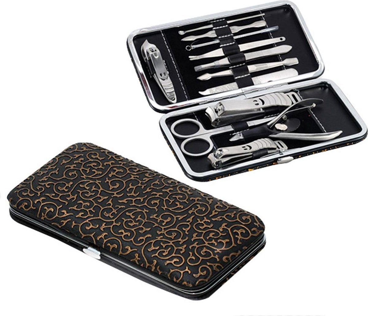 Luxe 12-delige Manicureset & Pedicureset - met Lederen etui