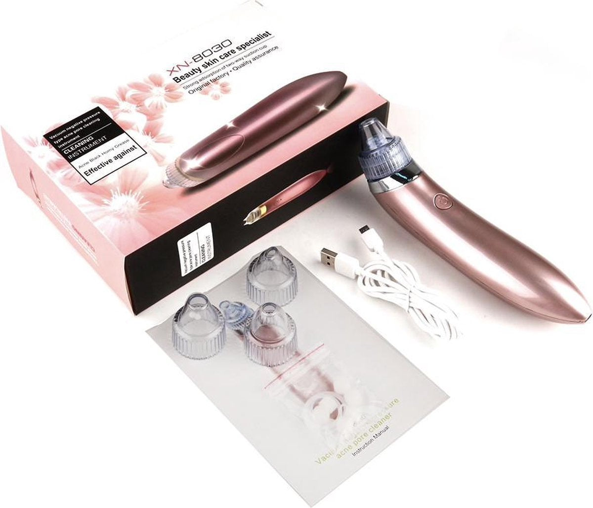 Oplaadbare vacuüm mee-eter verwijderaar - Inclusief 4 opzetstukken - Microdermabrasie apparaat | Blackhead Remover Pore Cleaner | Draadloze Mee-eters & Acne Verwijderen Set / Gezichtsverzorging Blackhead Vacuüm Remover – Incl. USB oplader!