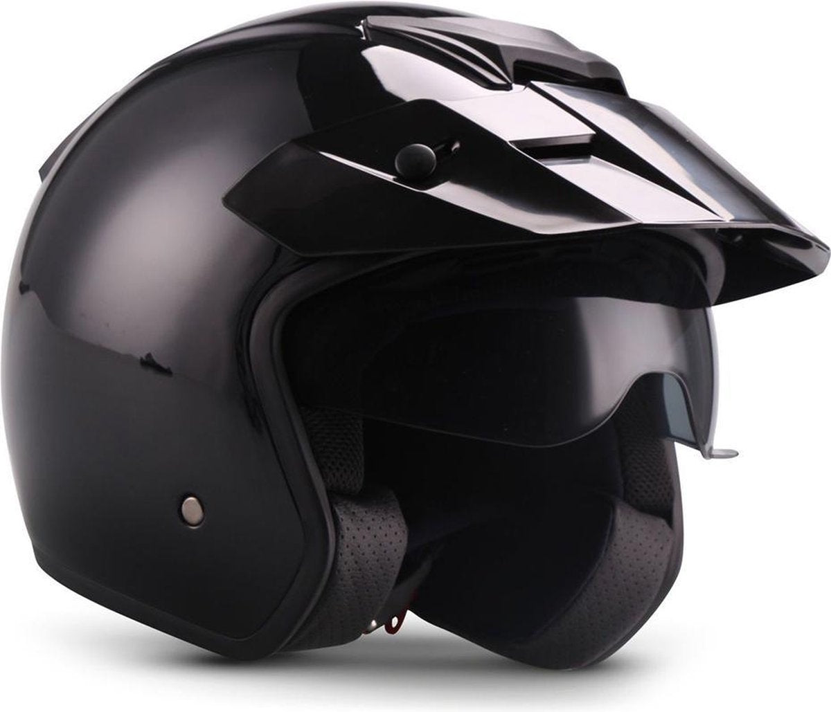 Moto S78 Shiny zwart JetHelm scooter motor