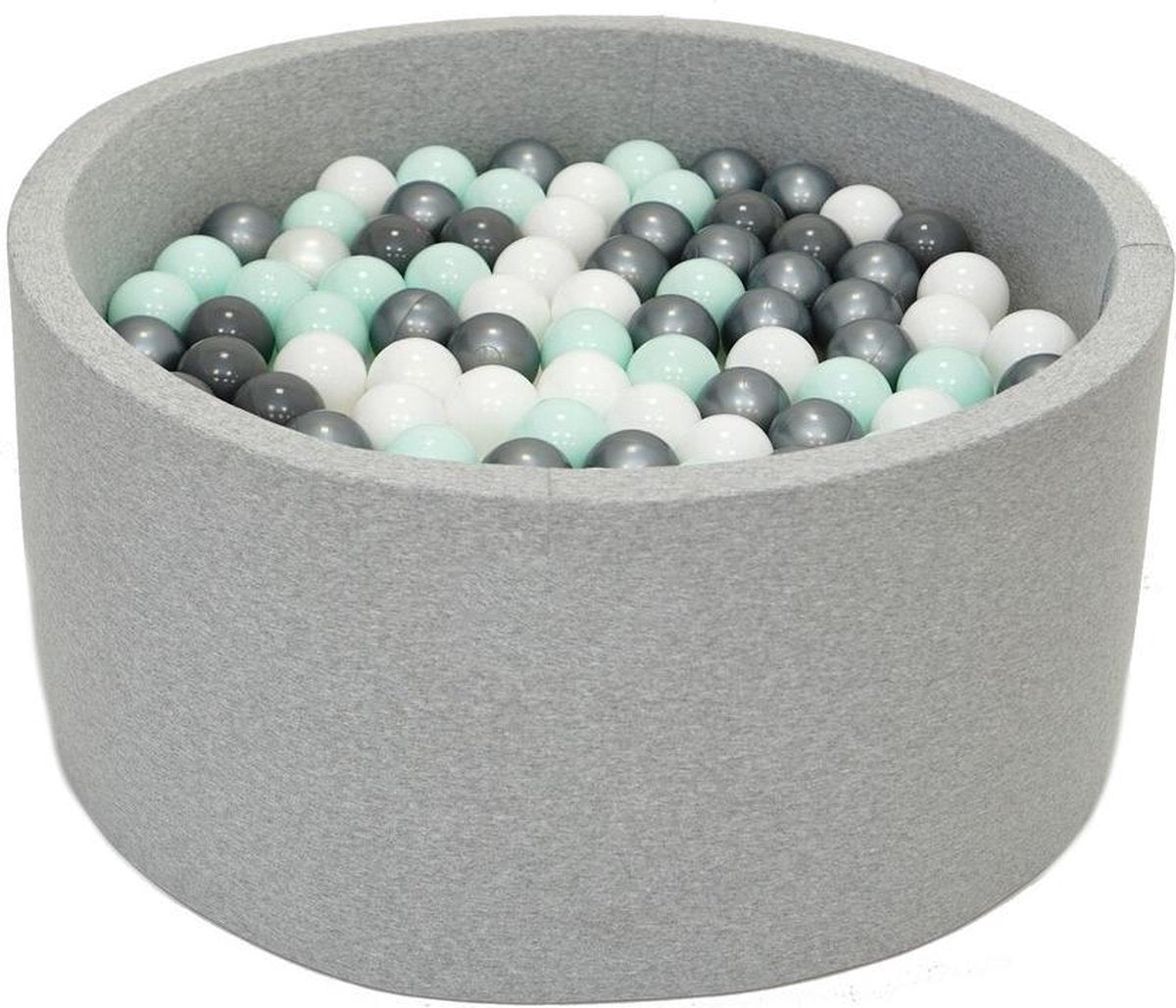 Ballenbak Grijs 90x40 met 250 ballen Zilver