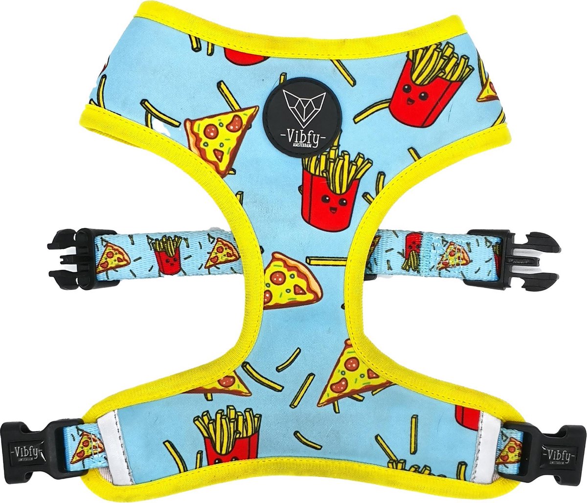 Vibfy - Subzero One - Duurzaam honden tuig/harnas - Pizza & Fries! - Maat S -  41 – 49 CM