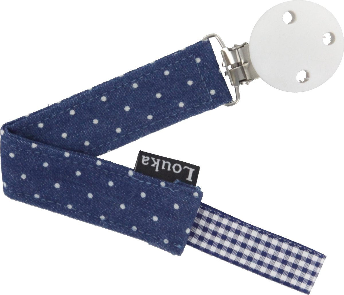 Louka speenkoord denim stip de luxe - houten clip