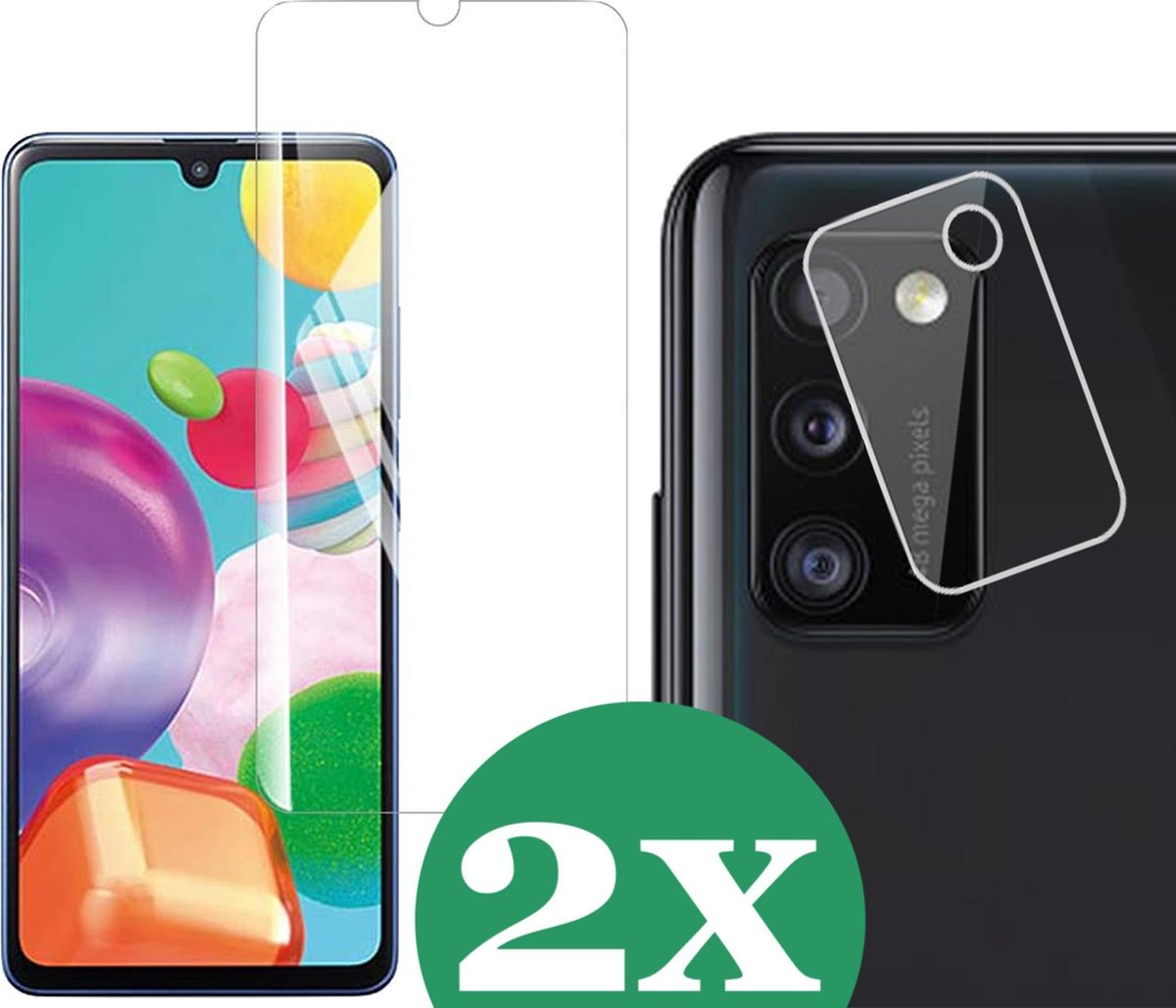 Samsung A41 Screenprotector - Samsung Galaxy A41 Screen Protector Glas en Samsung A41 Screenprotector Camera - 2 Stuks