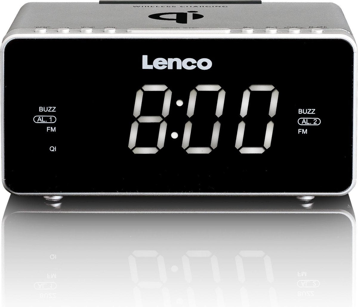 Lenco CR-550 - Wekkerradio met Qi Wireless smartphone oplader - Zilver