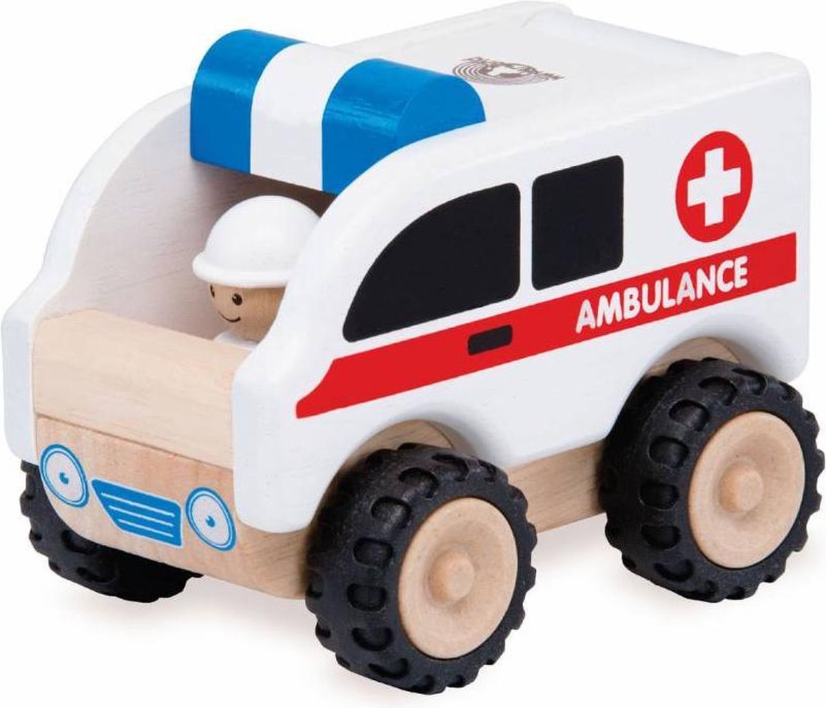Houten speelgoedvoertuig Ambulance