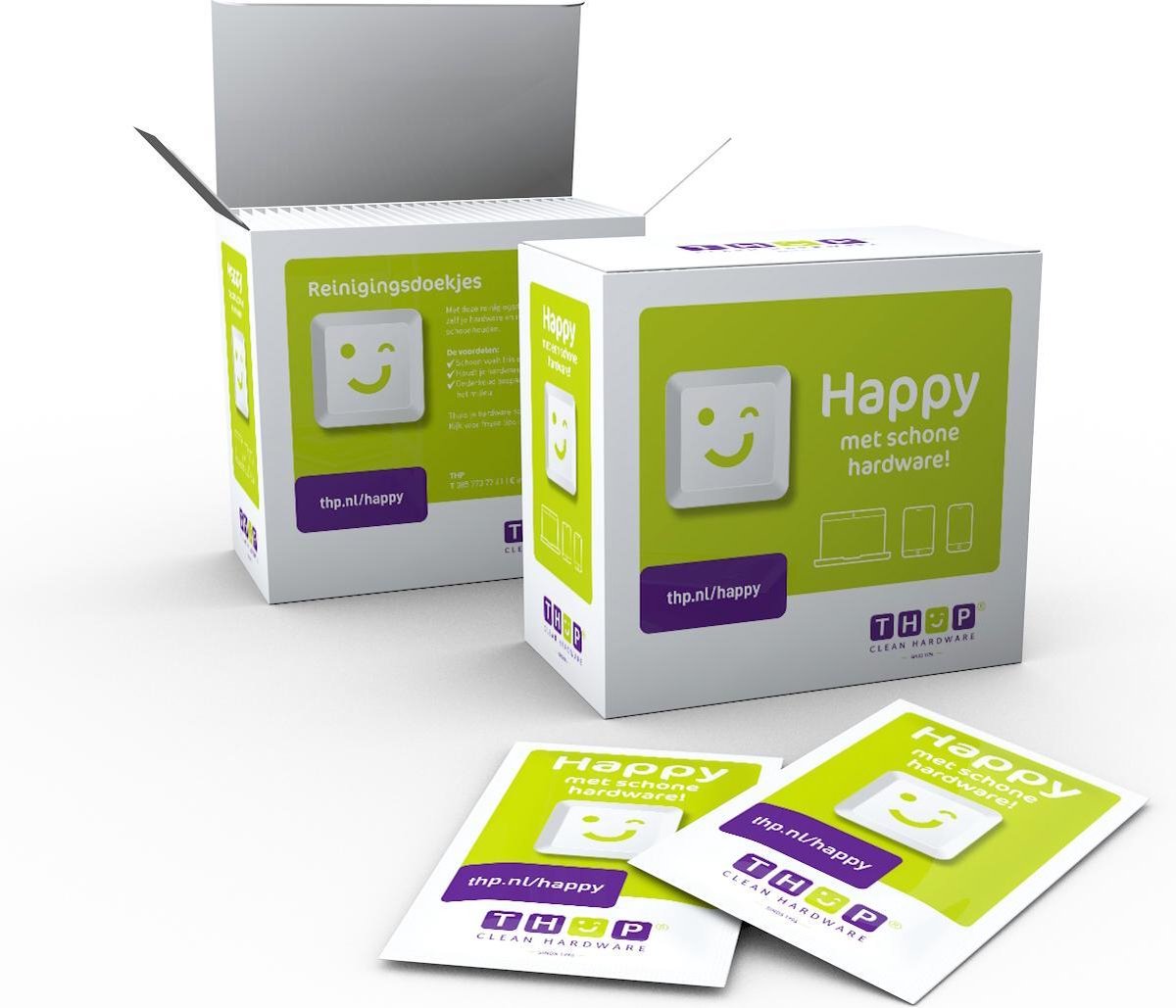 Maandbox 30 X Professionele reinigingsdoekjes voor o.a. toetsenbord/beeldscherm/smartphone/laptop van THP - Clean Hardware - Per 30 stuks verpakt in handige Maandbox