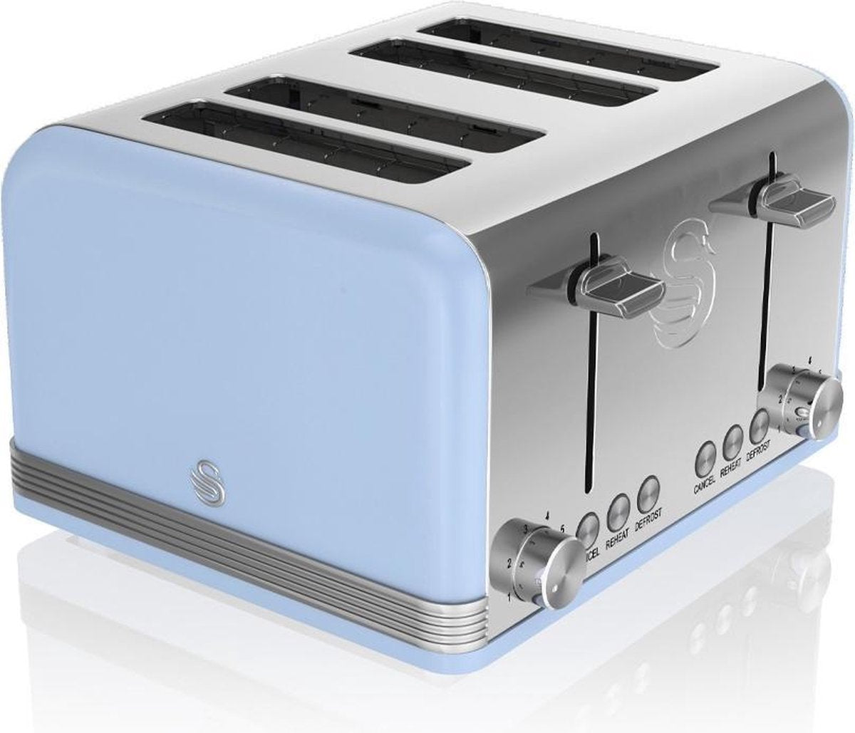 Swan 4-Slot Retro Broodrooster 19020 Blauw