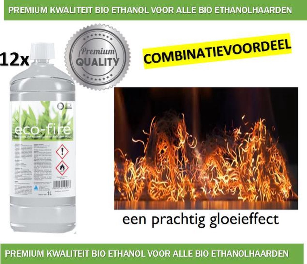 12 flessen bio ethanol + gloei effect  | combinatievoordeel |