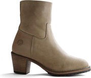 Travelin Bordeaux Nubuck - Dames enkellaars met hak - Taupe - Nubuck leer - Maat 38