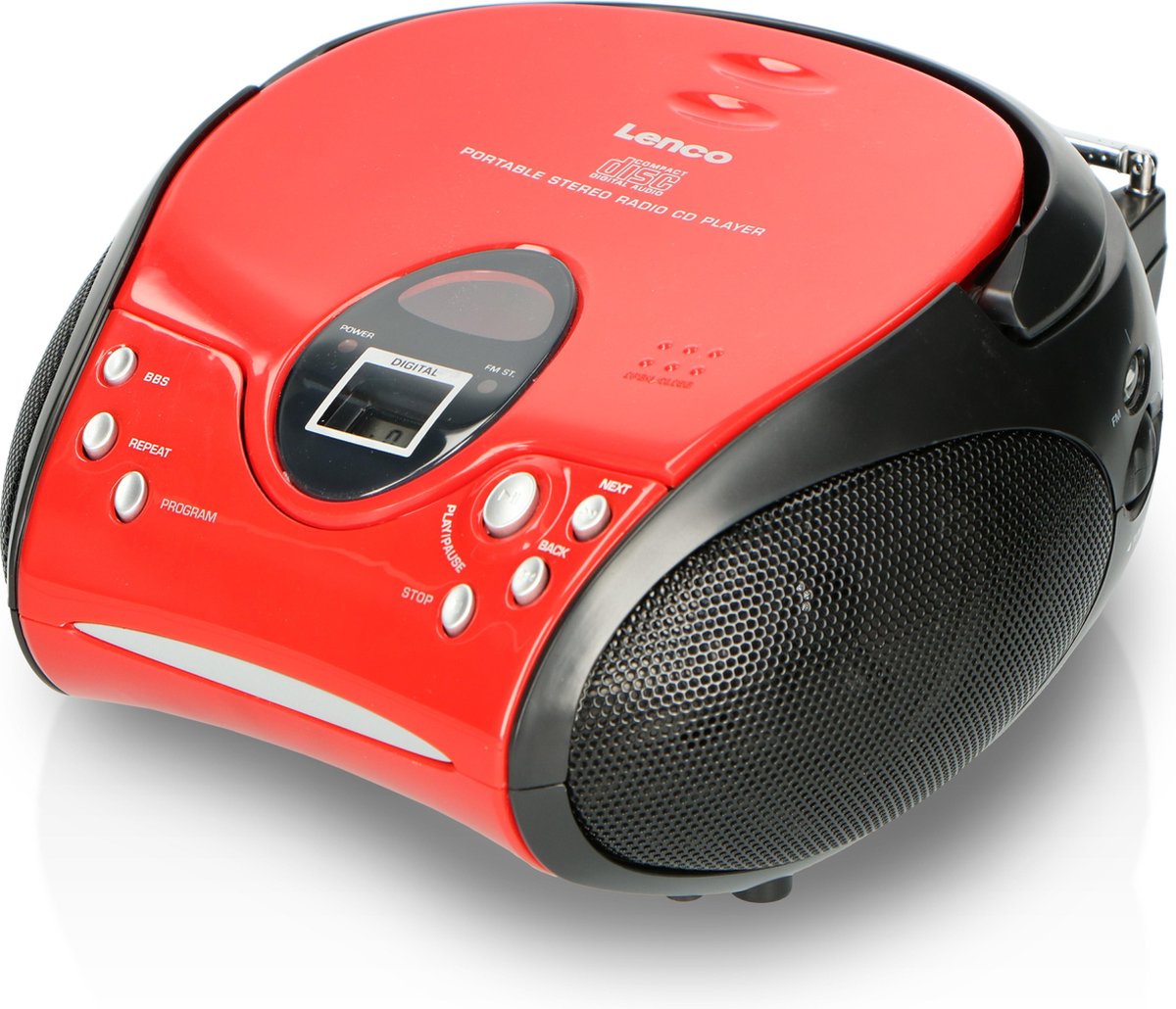 Lenco SCD-24 - Radio CD speler met AUX-uitgang  - Rood