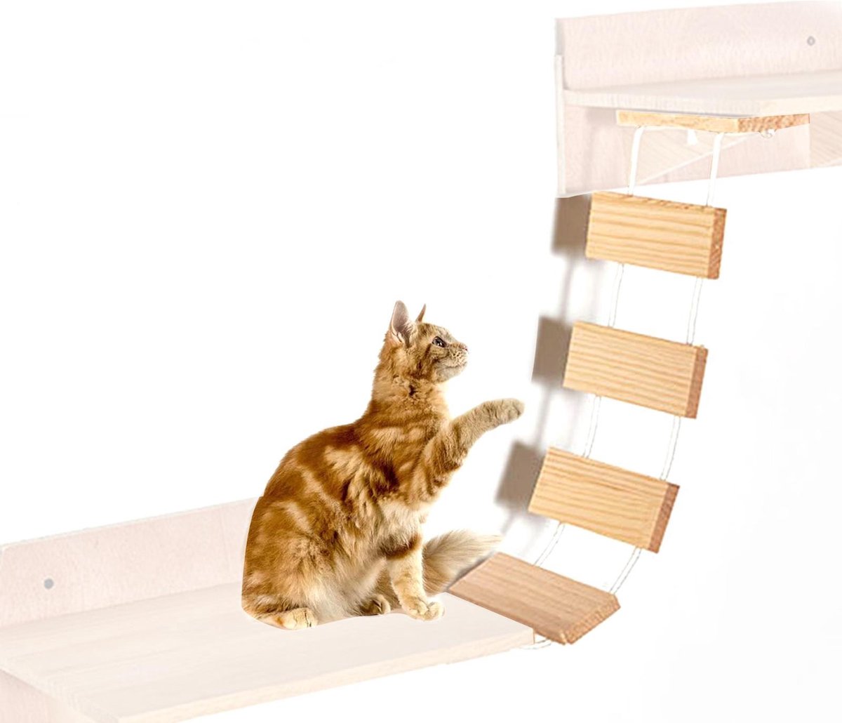 TBG Kat Brug Klimrek Hout Huisdier Krabpaal Huis Bed Hangmat Sisal Krabpaal Kat Meubels Kat Speelgoed Wandmontage
