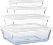 Pyrex - Cook & Freeze Schaal met Deksel Set van 4 Stuks - Transparant/Wit