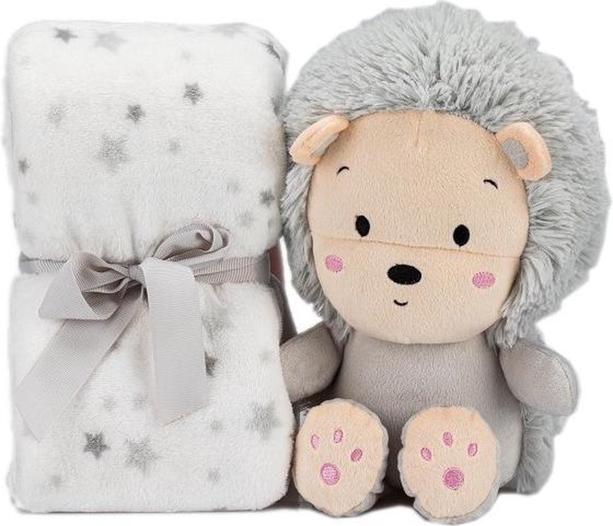 Interbaby Babydeken En Knuffel Leeuw 80 X 110 Cm Pluche Grijs