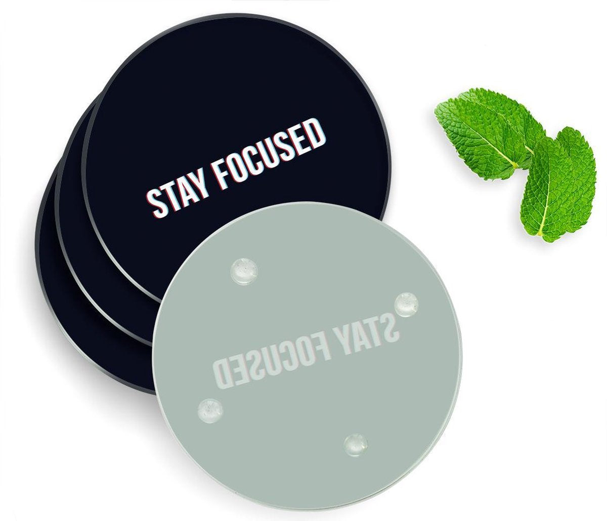 4 Luxe Glazen Onderzetters - Stay Focused - Rond