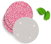 4 Luxe Glazen Onderzetters - Design Red Doodle - Rond