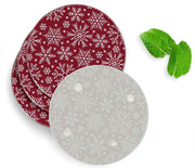 4 Luxe Glazen Onderzetters - Design Sneeuw - Rond