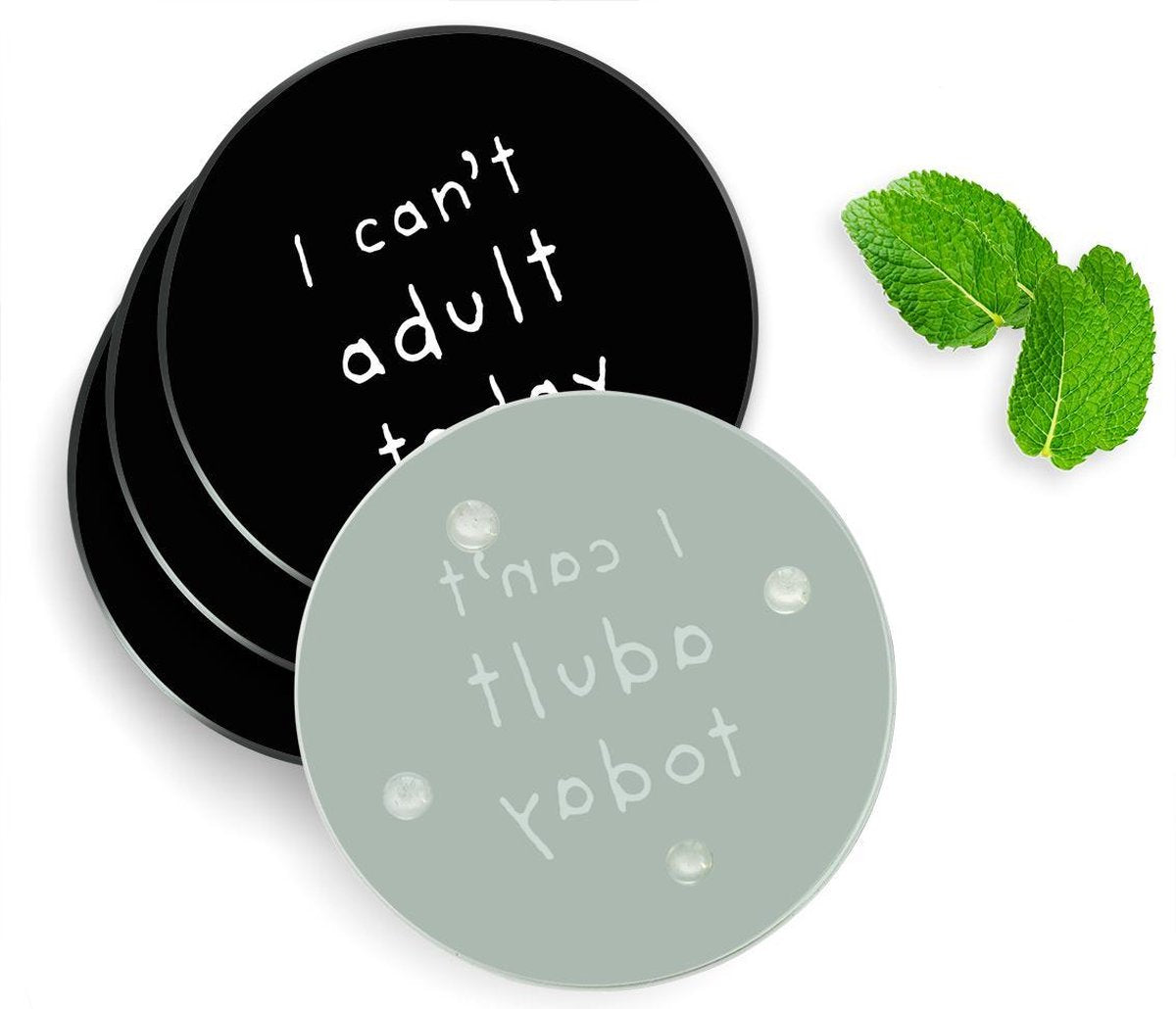 4 Luxe Glazen Onderzetters - Design Can't Adult Today - Rond