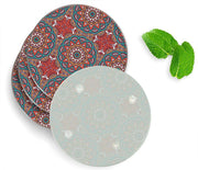 4 Luxe Glazen Onderzetters - Design Orientaalse Mandala - Rond