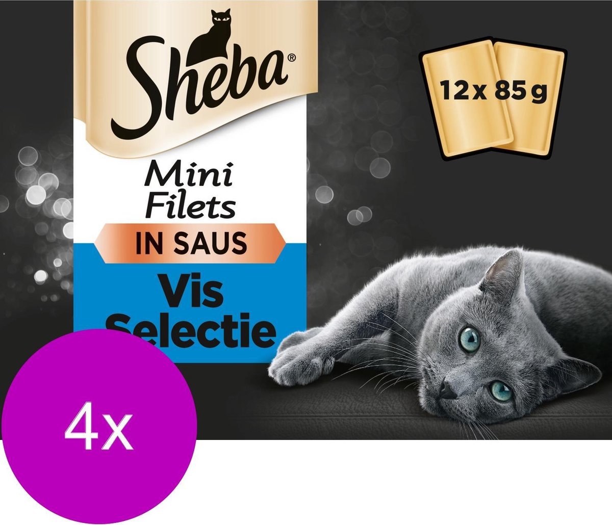 Sheba Multipack Mini Filets Saus - Kattenvoer - 4 x Vis 12x85 g