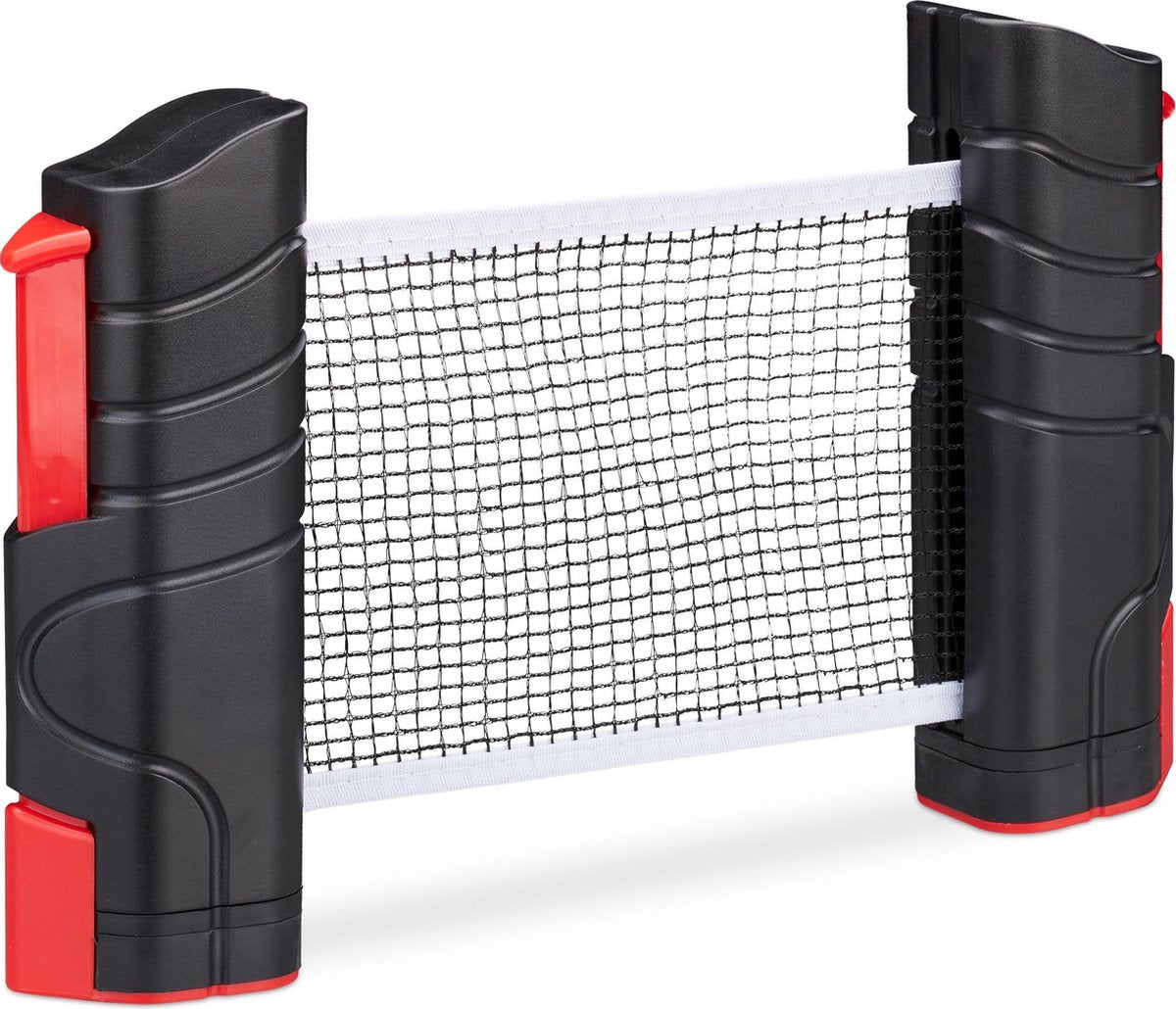relaxdays tafeltennisnet uitschuifbaar - tafeltennisnetje oprolbaar net - klemmen - 176 cm