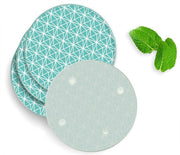 4 Luxe Glazen Onderzetters - Design Turquoise Geometrie - Rond