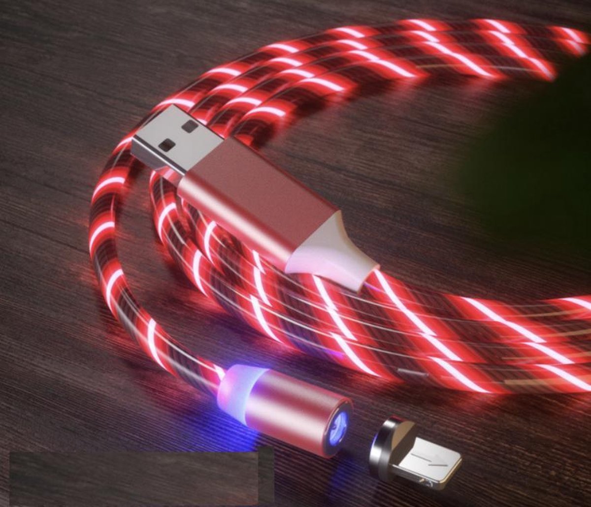 Lightning kabel - Lichtgevend - Rood - 1 meter