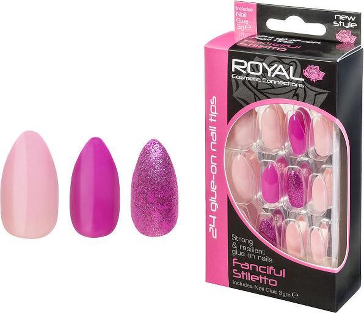Royal 24 Stiletto Glue-On Nail Tips - Fanciful (met nagellijm)