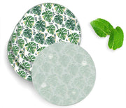 4 Luxe Glazen Onderzetters - Design Palm Leaves Large - Rond
