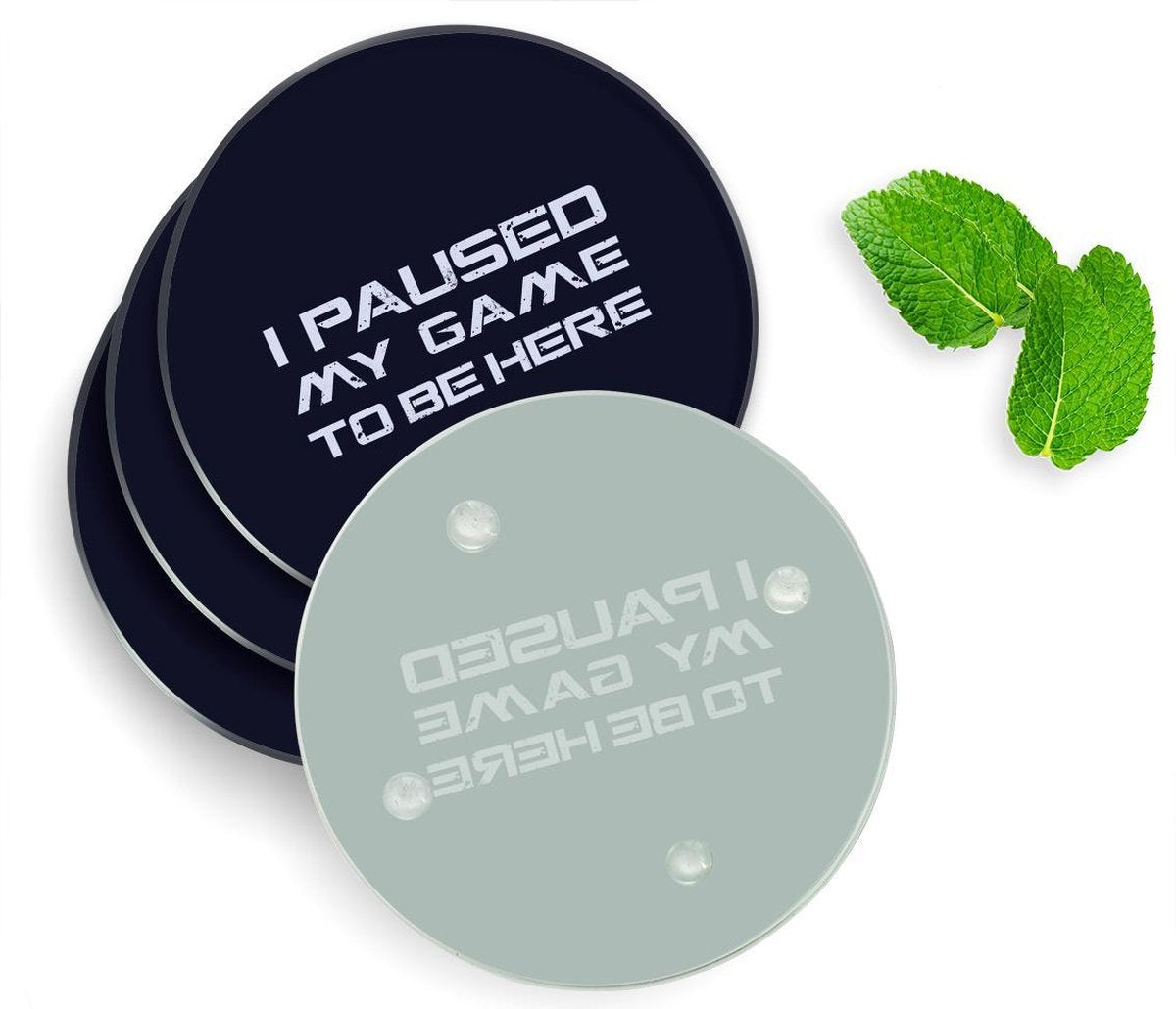 4 Luxe Glazen Onderzetters - Design Paused Games - Rond
