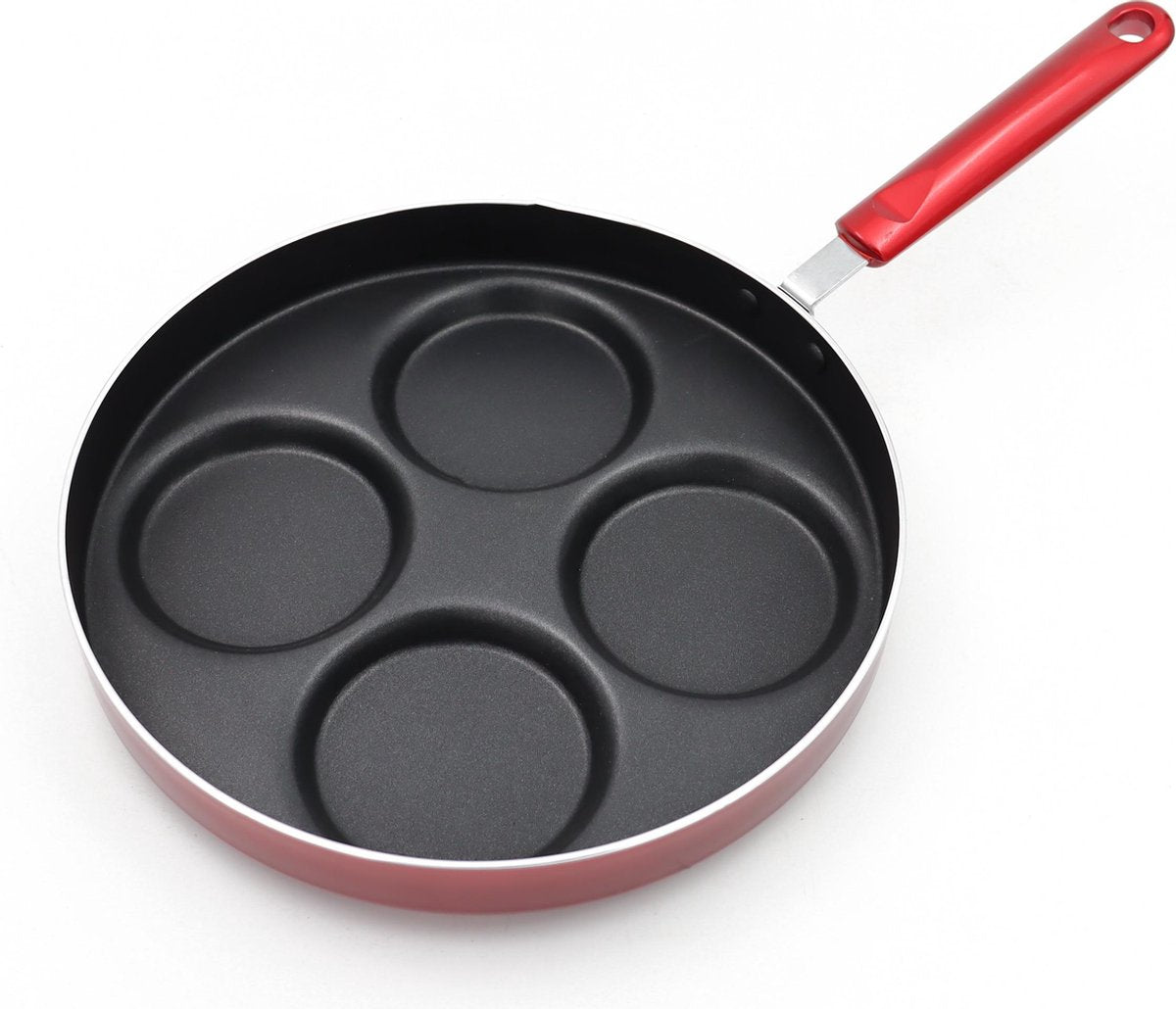 YILTEX – Pannenkoekenpan - Poffertjespan – Poffertjesmaker – 26cm – Rood
