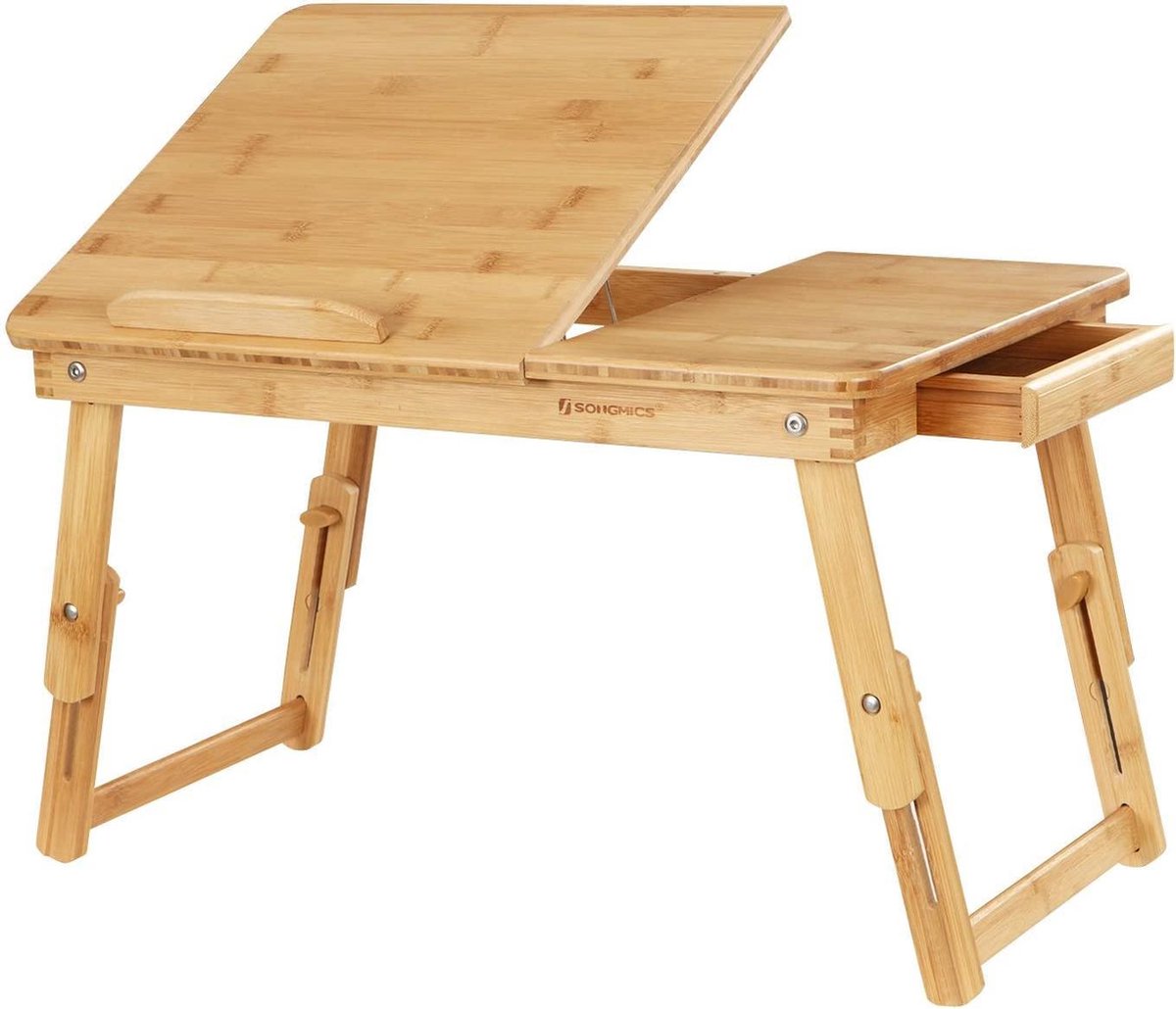 SONGMICS In hoogte verstelbare laptoptafel met lade