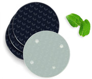 4 Luxe Glazen Onderzetters - Design Maanpatroon - Rond
