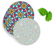4 Luxe Glazen Onderzetters - Design Robuuste Mandala - Rond