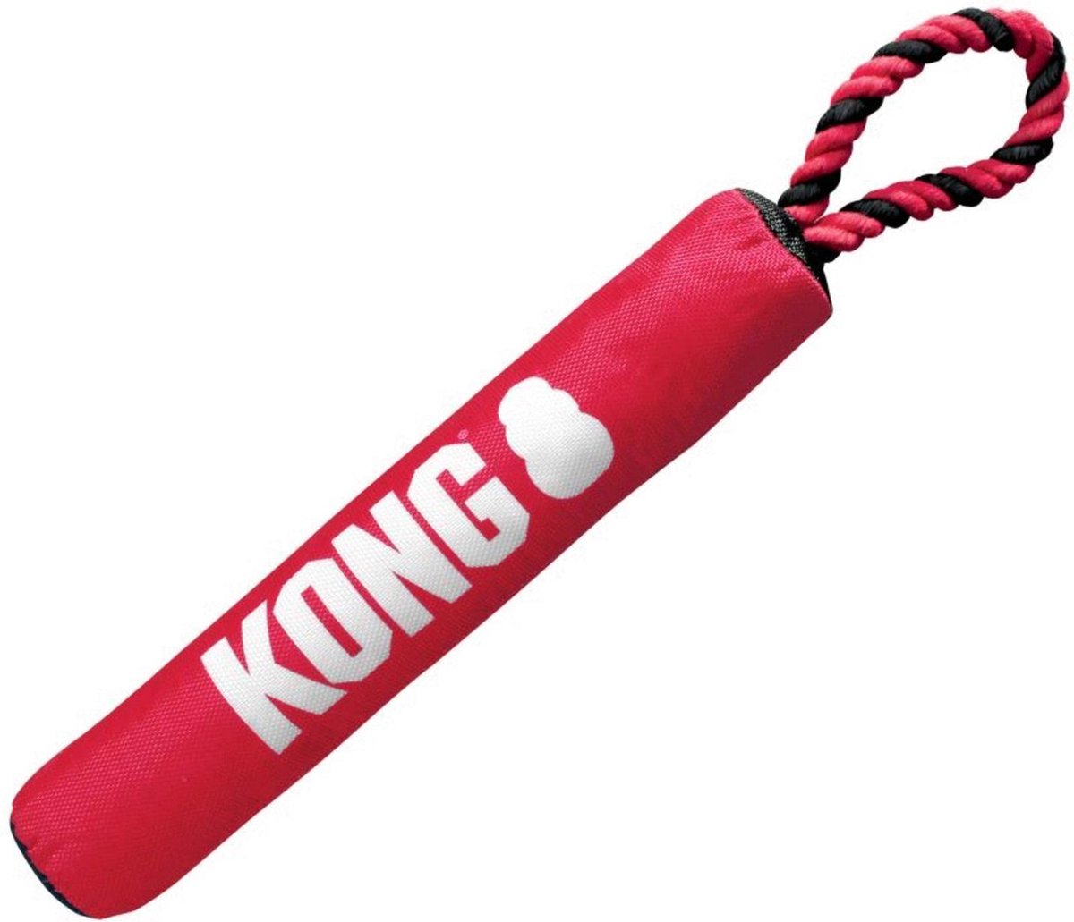 Kong signature stick met touw rood / zwart 30x5x5 cm