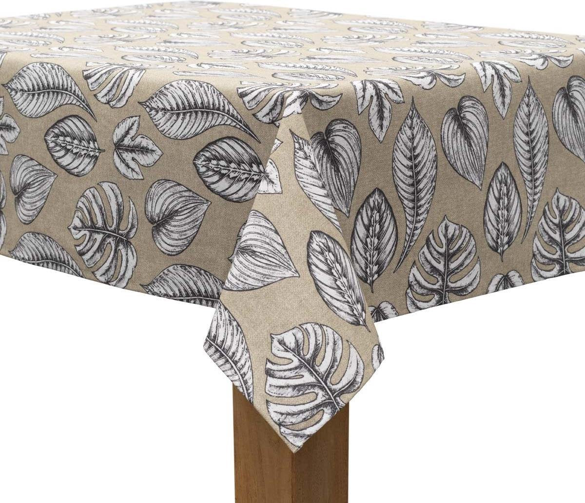 MixMamas Tafelkleed Gecoat Monstera- 140 x 250 cm - Zwart